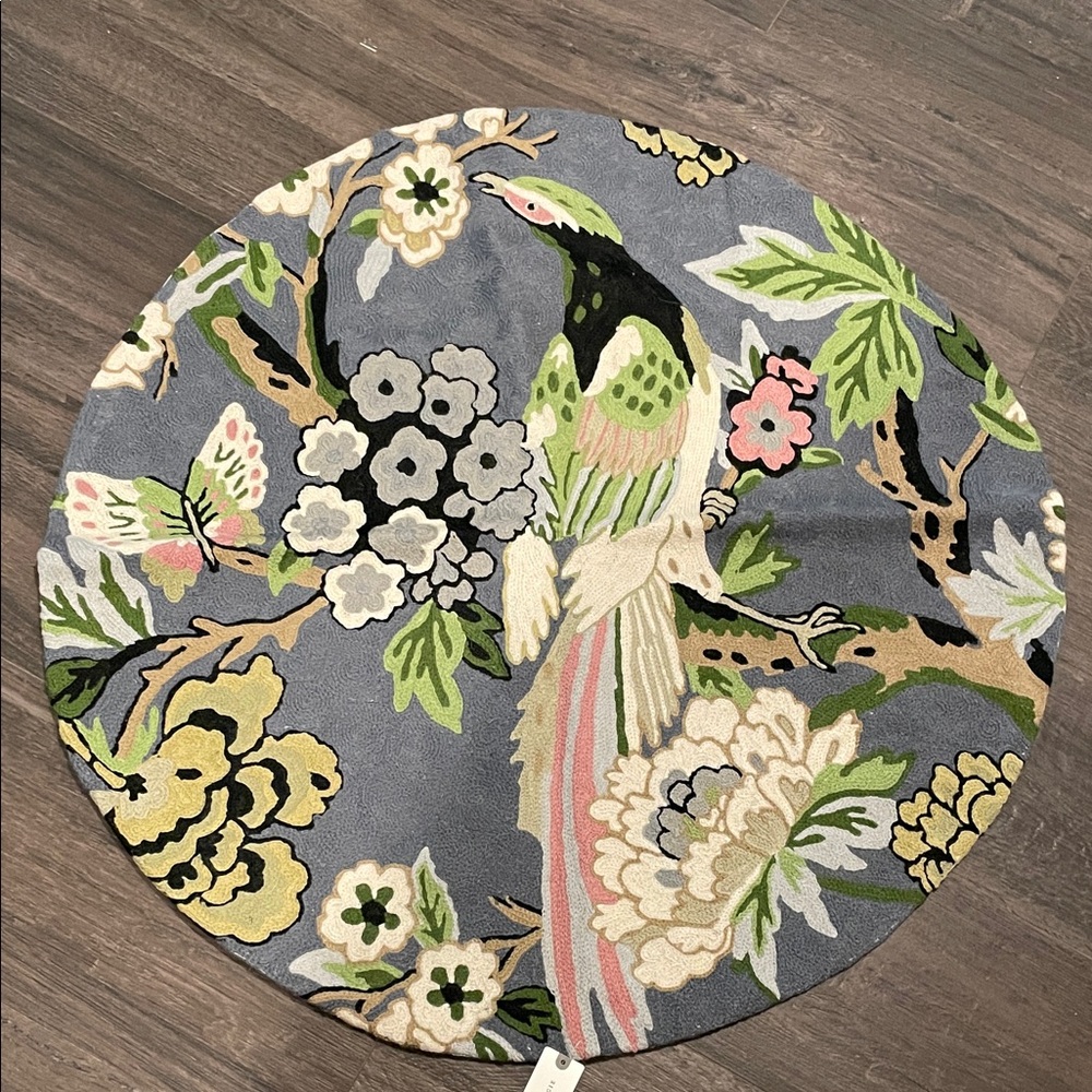Anthropologie Multicolor Bird and Floral Rug